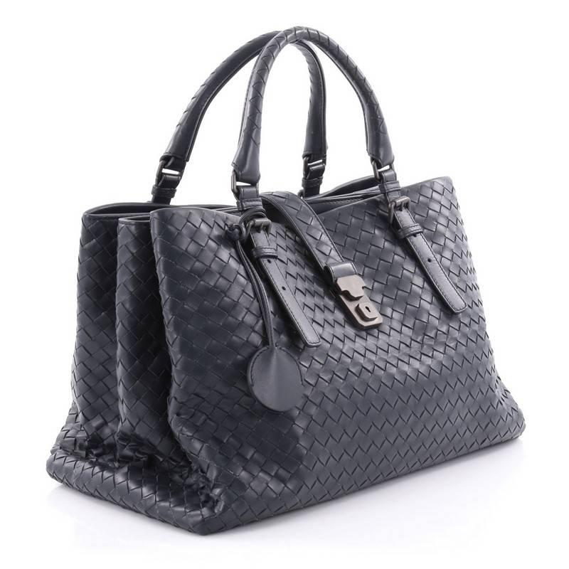 Black Bottega Veneta Roma Handbag Intrecciato Nappa Medium