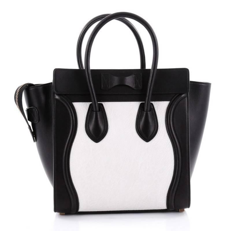 Celine Bicolor Luggage Handbag Leather Micro In Good Condition In NY, NY