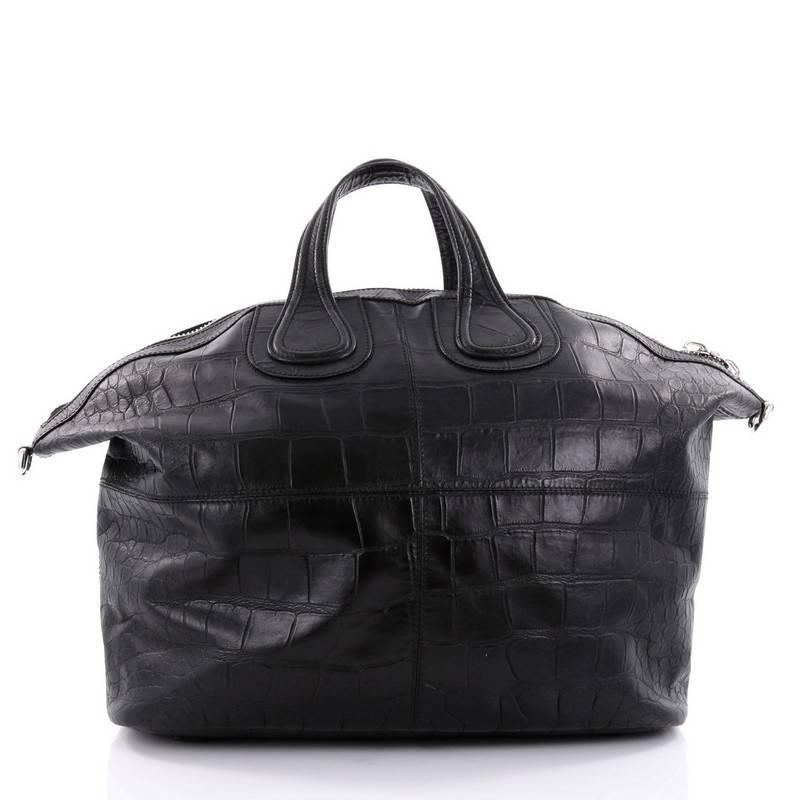 Givenchy Nightingale Satchel Crocodile Embossed Leather XL In Good Condition In NY, NY