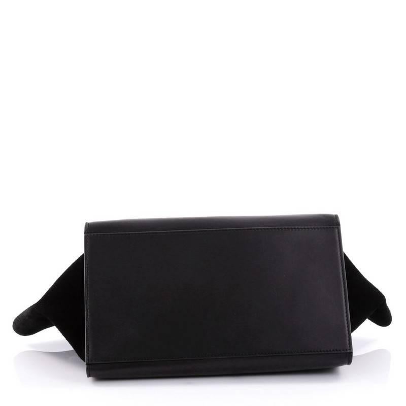 Black Celine Trapeze Handbag Crocodile and Leather Medium