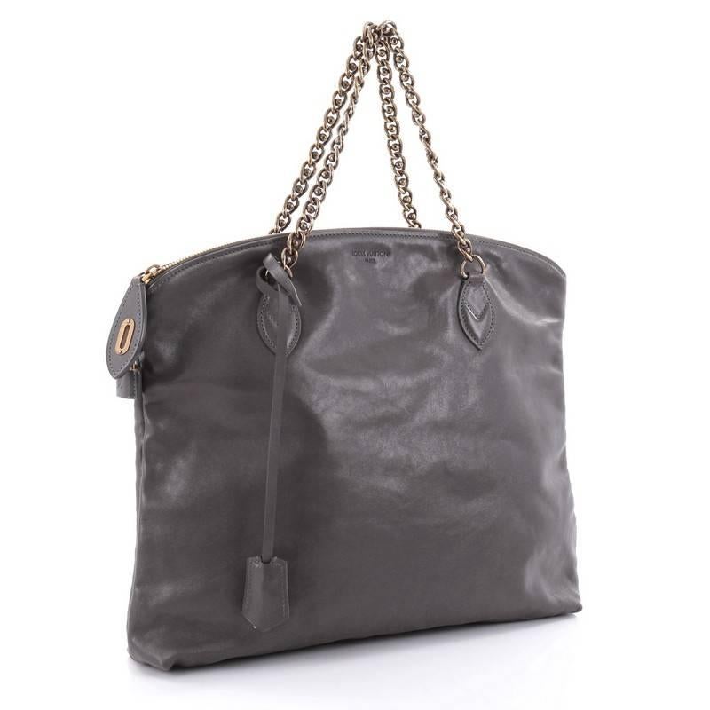 Gray Louis Vuitton Lockit Chain Handbag Boudoir Leather