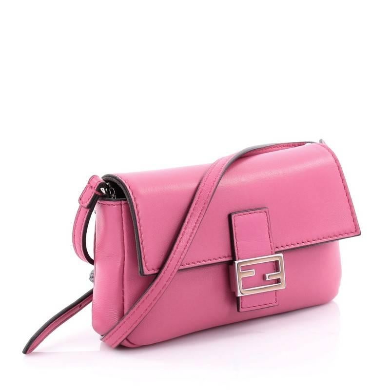 Pink Fendi Baguette Leather Micro