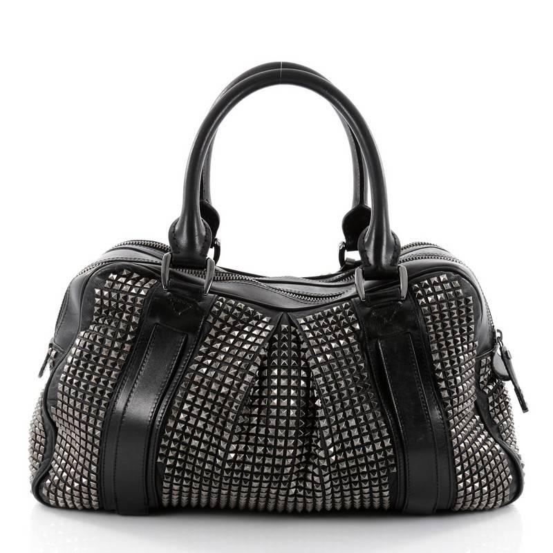 Black Burberry Knight Bag Studded Leather