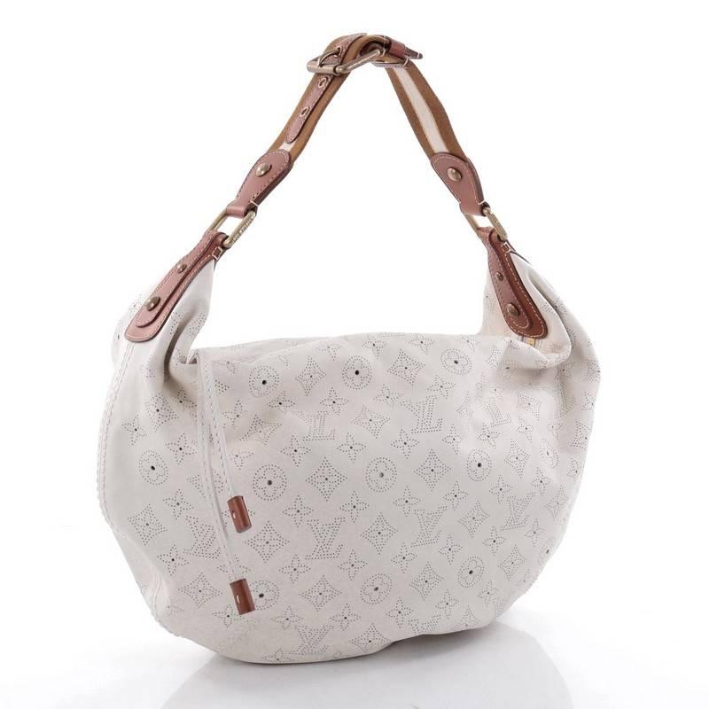 Gray Louis Vuitton Onatah Hobo Mahina Leather GM