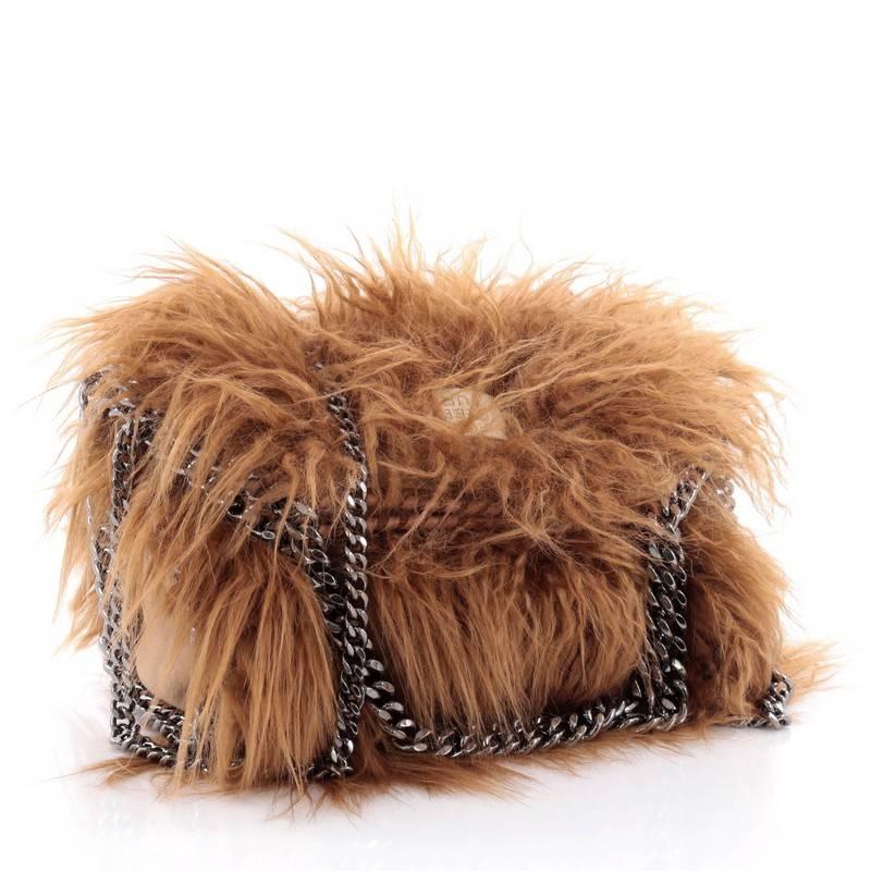 Brown Stella McCartney Falabella Fold Over Crossbody Bag Faux Fur Mini