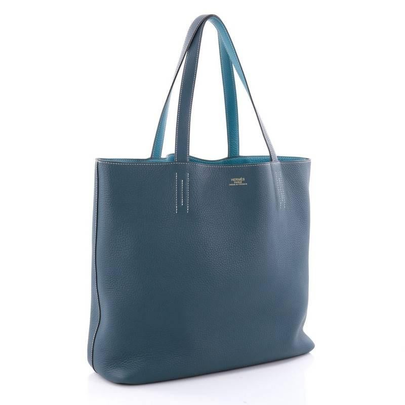 Gray Hermes Double Sens Tote Clemence 45