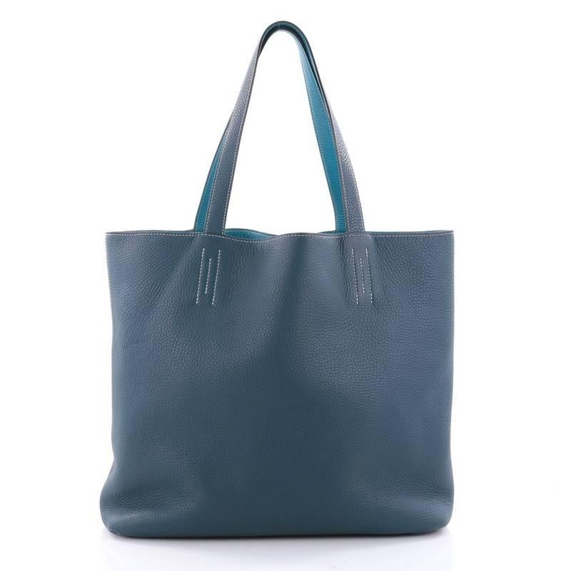 Hermes Double Sens Tote Clemence 45 In Good Condition In NY, NY