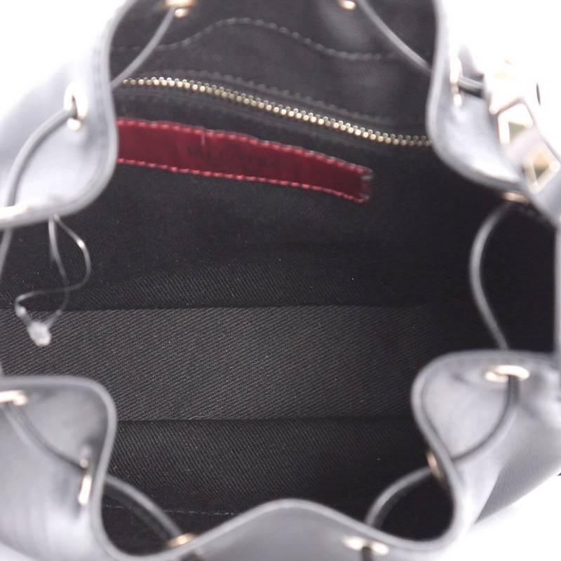 Valentino Rockstud Drawstring Bucket Bag Leather Small In Good Condition In NY, NY