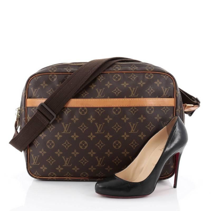 This authentic Louis Vuitton Reporter Bag Monogram Canvas GM inspired by photographer bags, is the ideal messenger bag for any fashionista on-the-go. Crafted from brown monogram coated canvas with vachetta leather trims, this functional and stylish