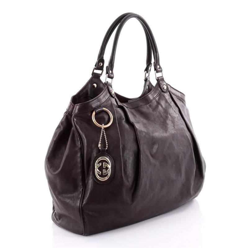 Black Gucci Sukey Large Leather Tote 