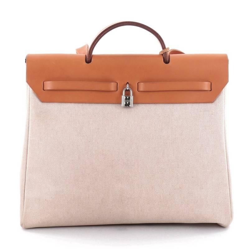 Women's or Men's Hermes Herbag Toile and Leather GM 