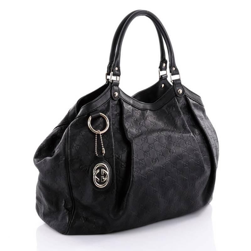 Black Gucci Sukey Tote Guccissima Leather Large