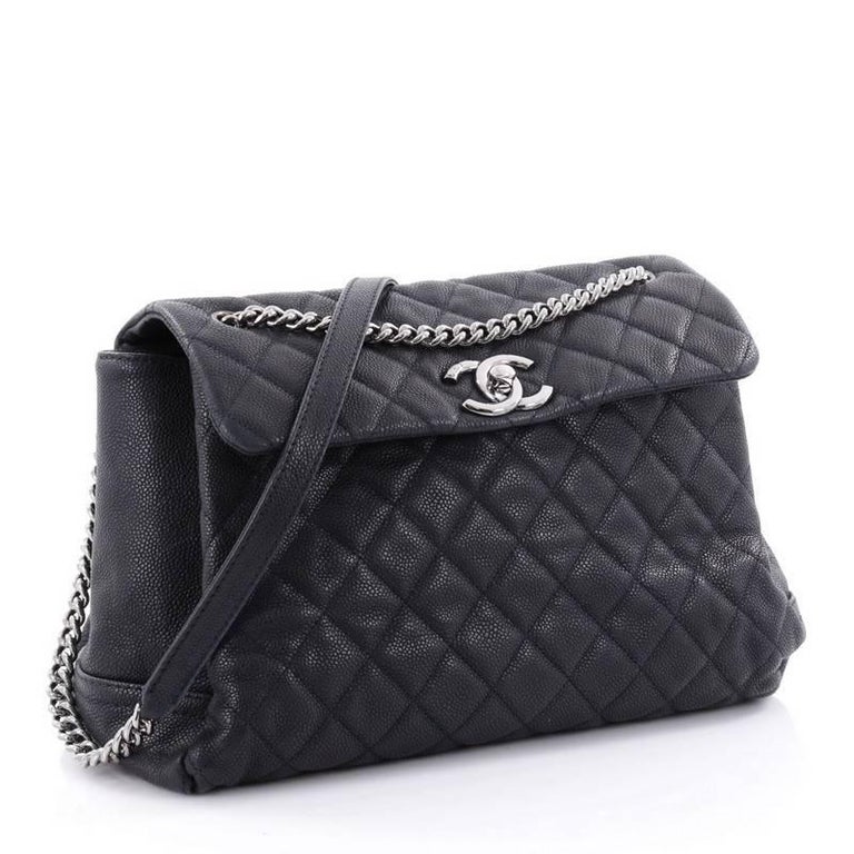 Chanel Lady Pearly Flap Bag Quilted Matte Caviar Large at 1stDibs