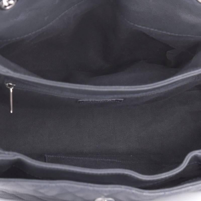 Black Chanel Lady Pearly Flap Bag Quilted Matte Caviar Large