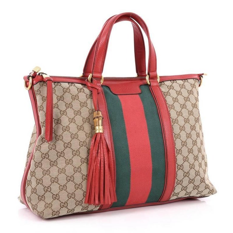 Gucci Rania Convertible Top Handle Bag Web GG Canvas Medium at 1stDibs