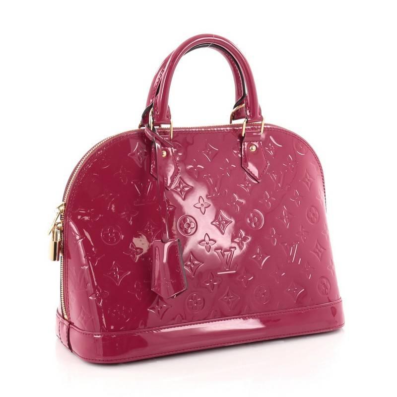 Red Louis Vuitton Alma Handbag Monogram Vernis PM