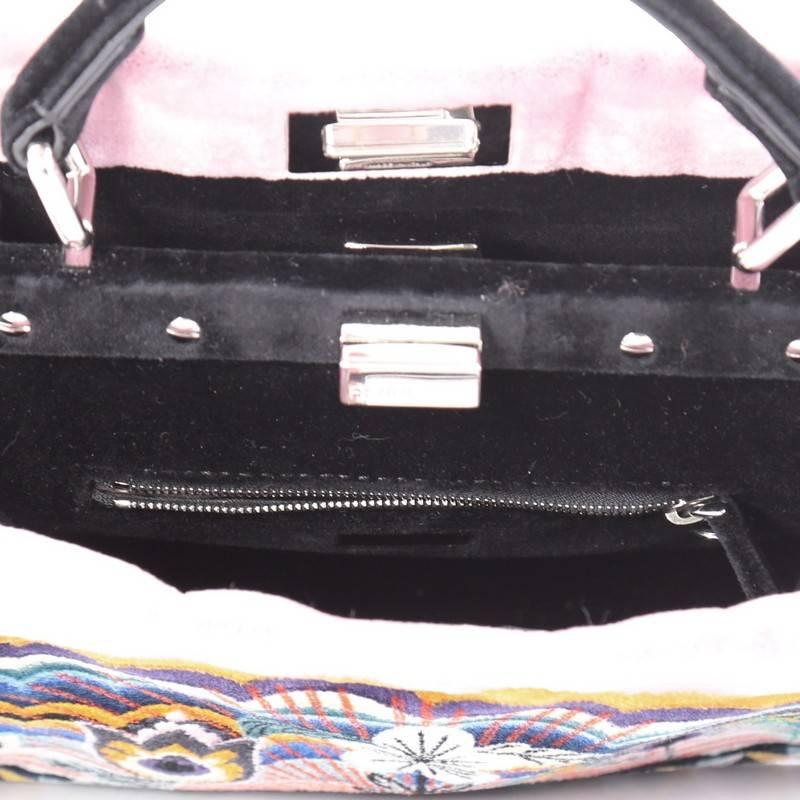 Black Fendi Peekaboo Handbag Embroidered Velvet Mini