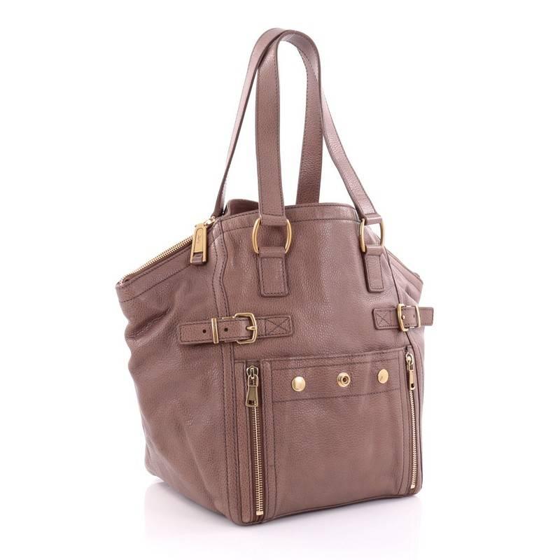 Brown Saint Laurent Downtown Tote Leather Small