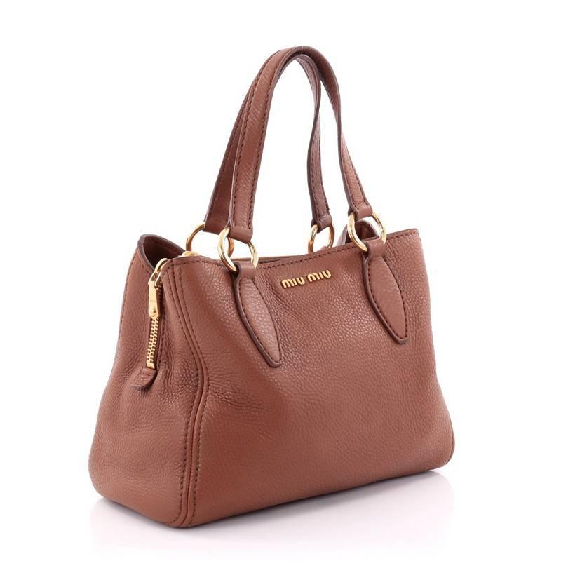 Brown Miu Miu Phenix Convertible Tote Leather Medium