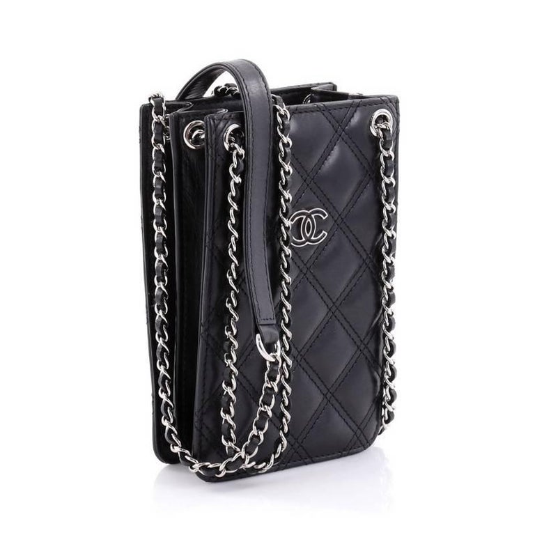 Chanel CC Phone Holder Crossbody Bag Quilted Lambskin