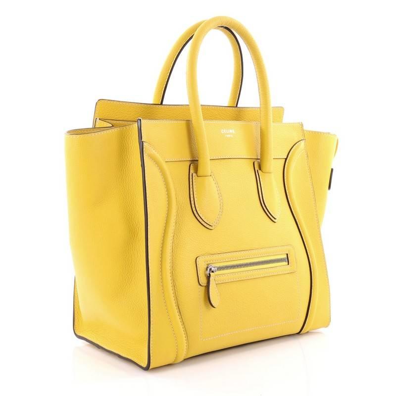 Orange Celine Luggage Handbag Grainy Leather Mini