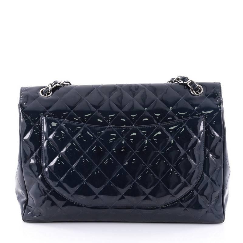  Chanel Classic Single Flap Bag Quilted Patent Maxi In Good Condition In NY, NY