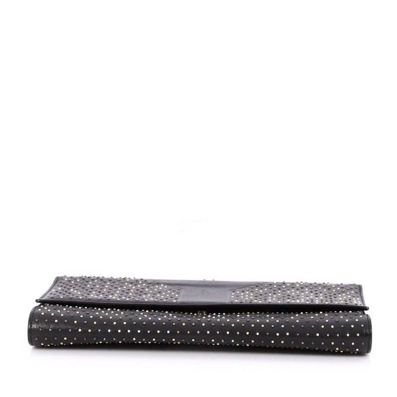 Saint Laurent Y Clutch Studded Leather Medium In Good Condition In NY, NY