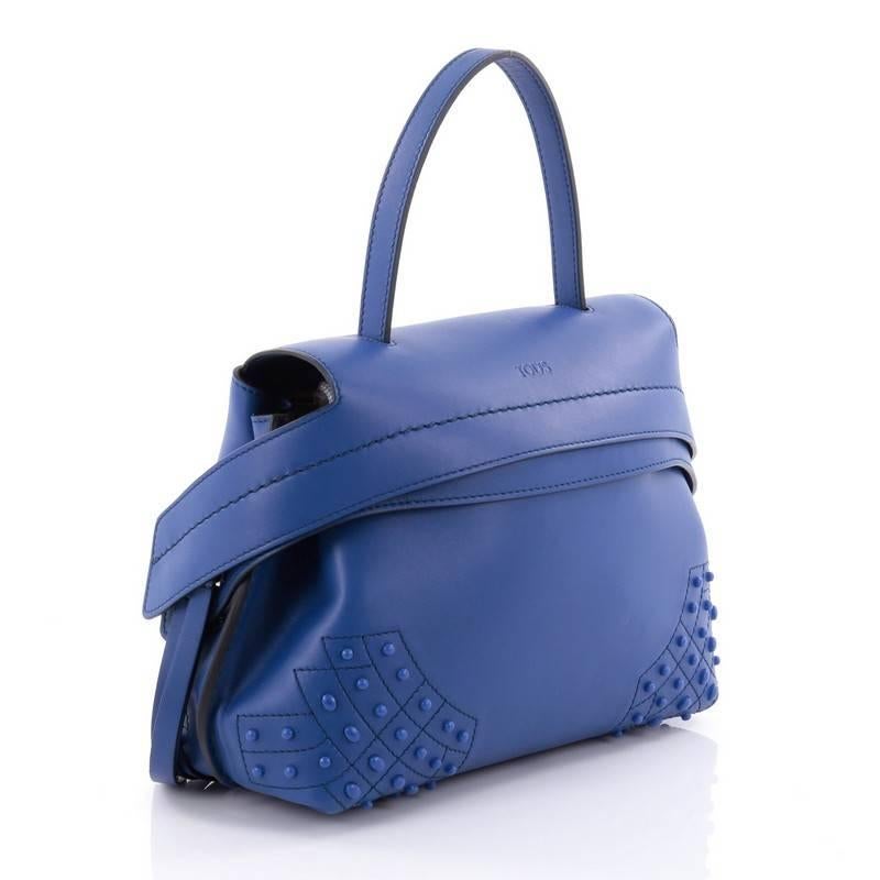 Blue Tod's Studded Convertible Wave Bag Leather Mini