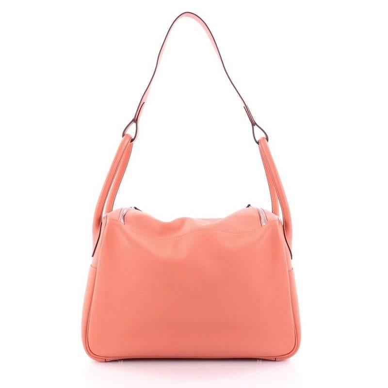 Pink Hermes Lindy Handbag Evercolor 34