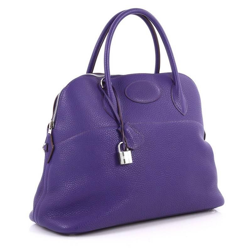 Purple Hermes Bolide Handbag Clemence 35