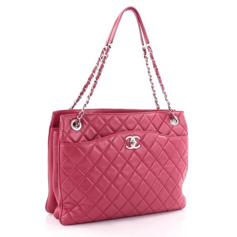 Pink Chanel Quilted Lambskin Medium 3 Tote 