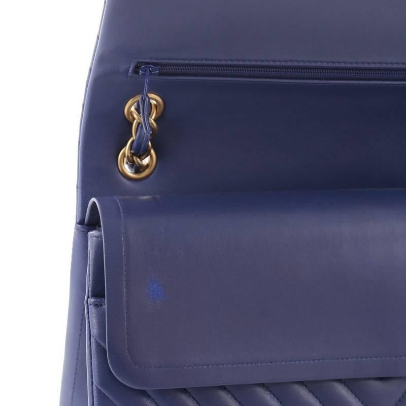 Purple Chanel Classic Double Flap Bag Chevron Lambskin Jumbo