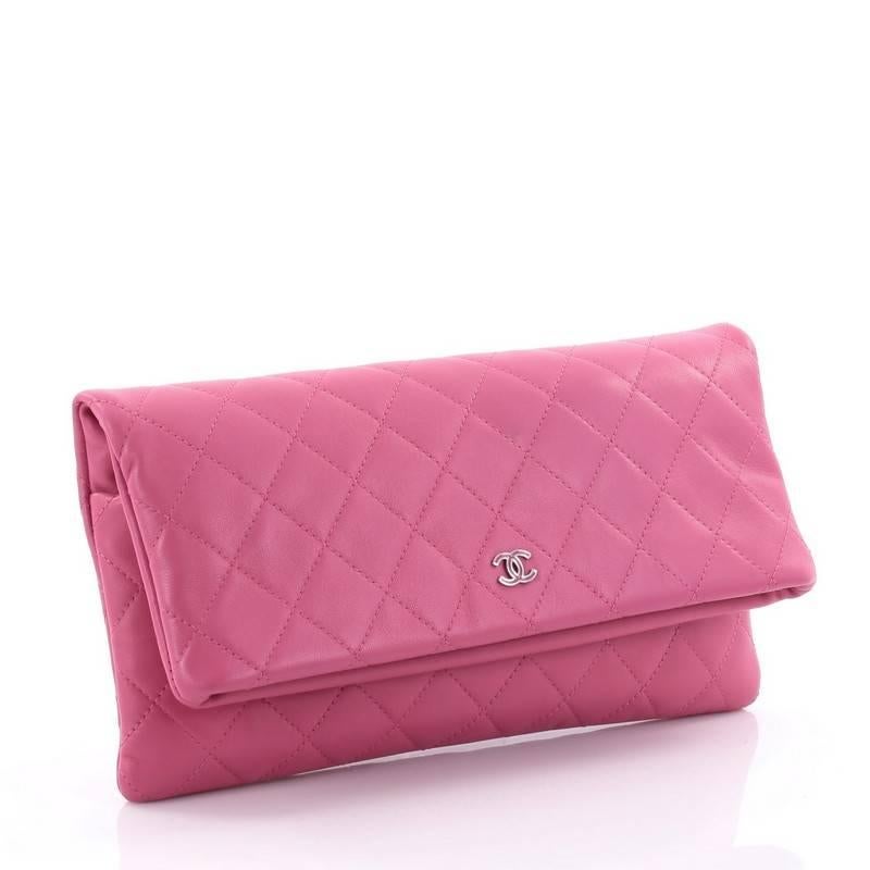 Pink Chanel Beauty CC Clutch Quilted Lambskin