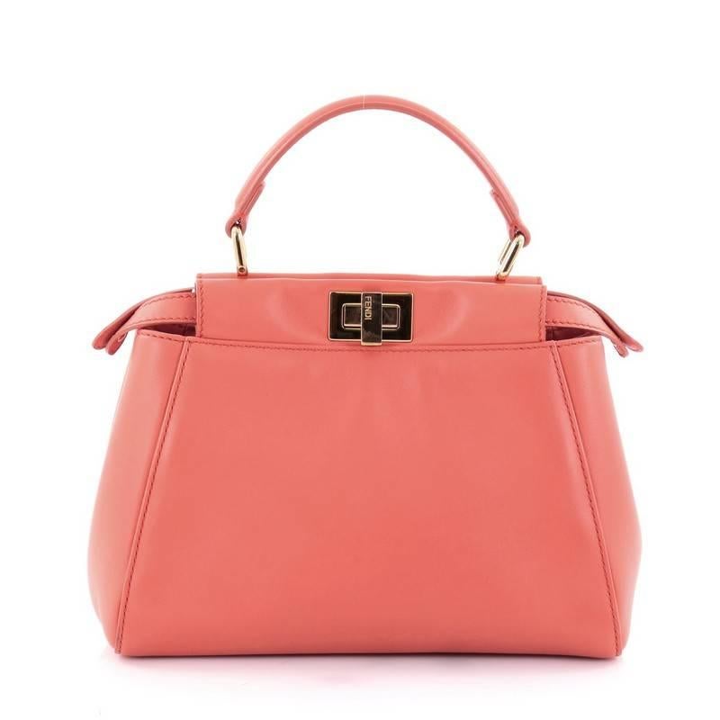 Fendi Peekaboo Handbag Leather Mini  In Good Condition In NY, NY