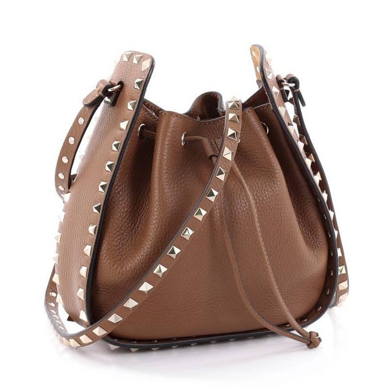 Valentino Rockstud Drawstring Bucket Bag Leather Small at 1stDibs
