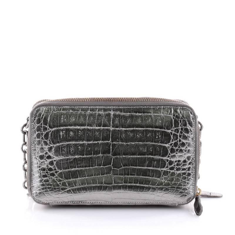 Nancy Gonzalez Double Zip Crossbody Bag Crocodile Small In Good Condition In NY, NY