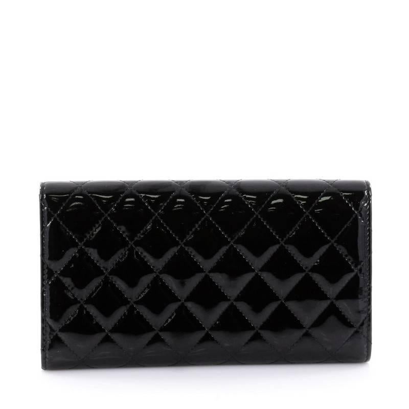 Chanel Brilliant CC Trifold Wallet Quilted Patent Long In Good Condition In NY, NY