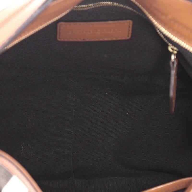Brown Burberry Bridle Dutton Hobo House Check and Leather