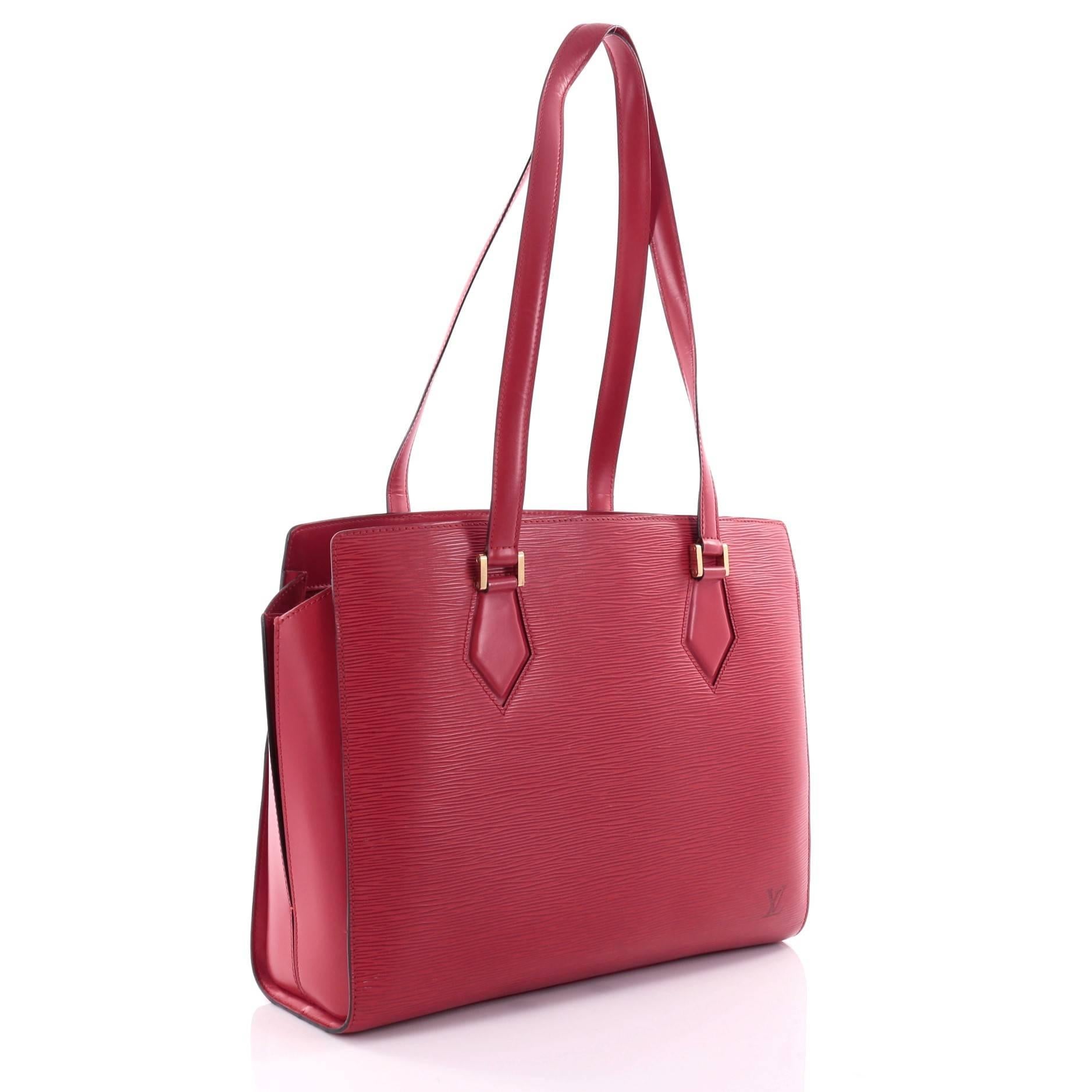Red Louis Vuitton Duplex Bag Epi Leather