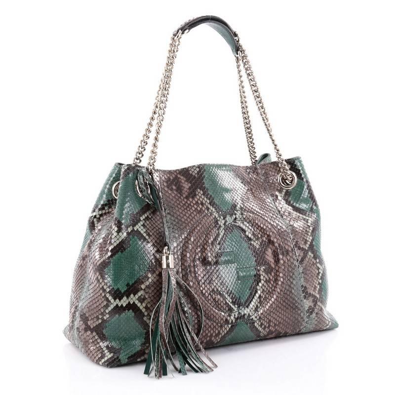 Gray Gucci Soho Shoulder Bag Chain Strap Python Medium
