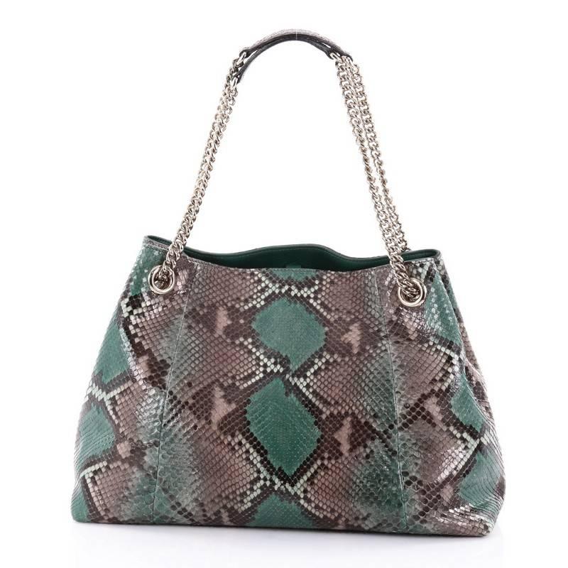 Gucci Soho Shoulder Bag Chain Strap Python Medium In Good Condition In NY, NY