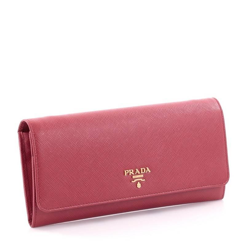 Pink Prada Wallet on Chain Saffiano Leather