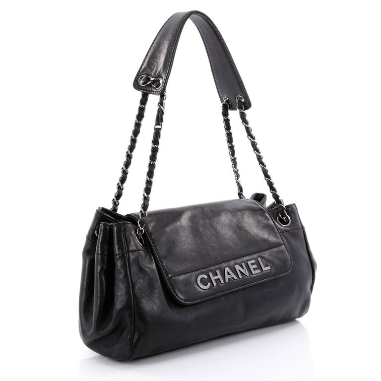 Chanel Accordion Pushlock Top Handle Flap Bag Black Patent Leather Age –  Madison Avenue Couture