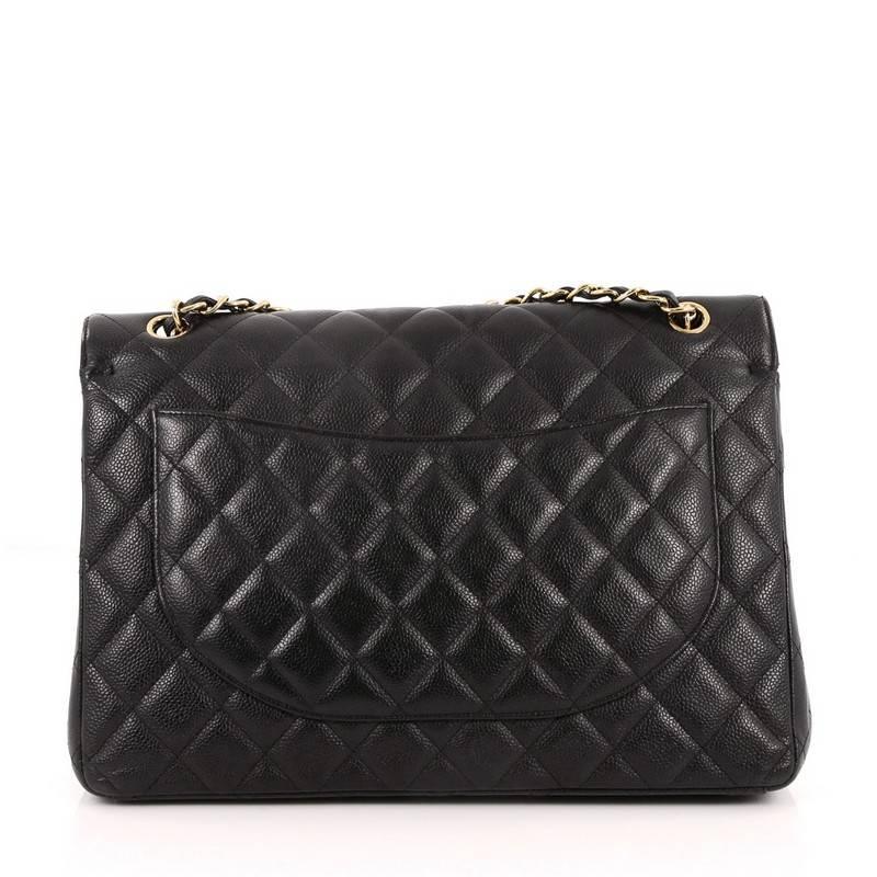 Chanel Classic Double Flap Bag Quilted Caviar Maxi In Good Condition In NY, NY