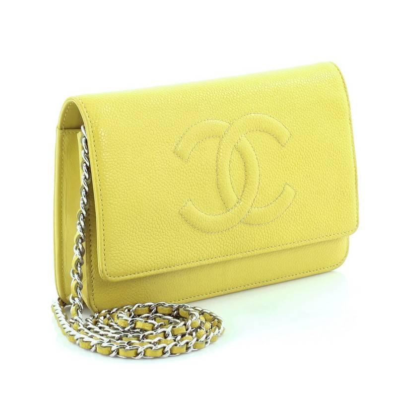 Yellow Chanel Timeless Wallet on Chain Caviar