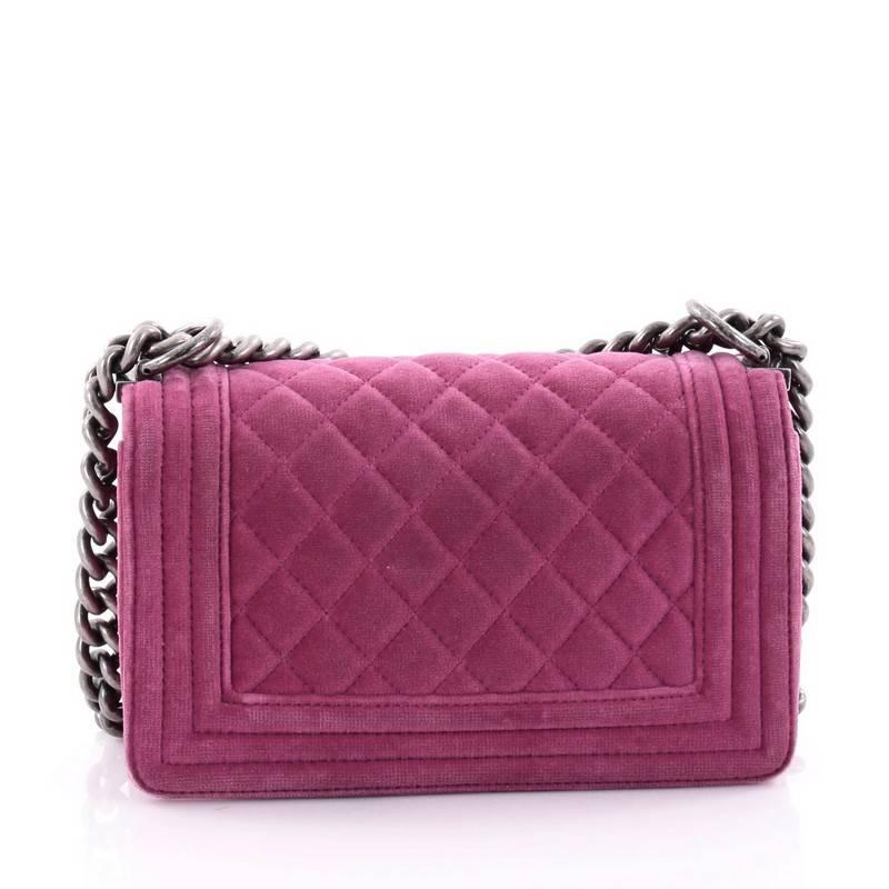Chanel Boy Flap Bag Quilted Velvet Small In Good Condition In NY, NY