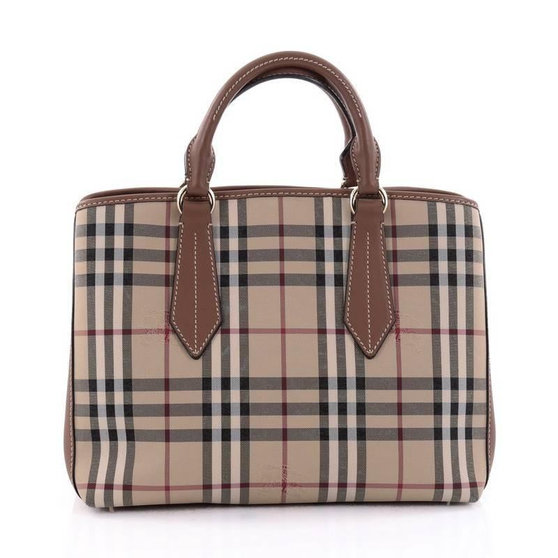 Burberry Ballingdon Tote Horseferry Check Canvas and Leather Medium In Good Condition In NY, NY