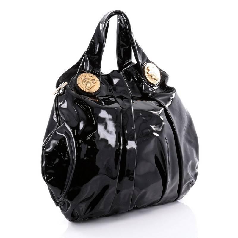 Black Gucci Hysteria Convertible Top Handle Bag Patent Large