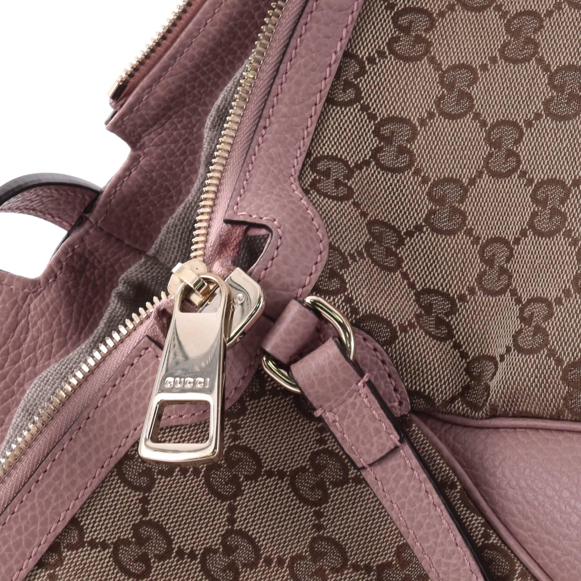 Brown Gucci Bree Hobo GG Canvas with Leather Large