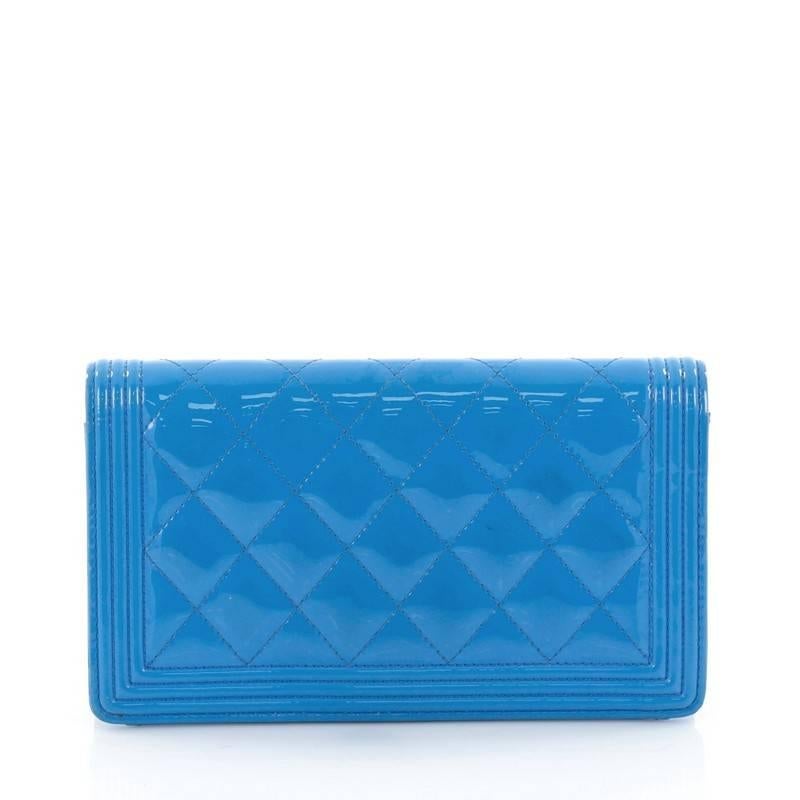 Blue Chanel Quilted Patent Boy Yen Wallet 